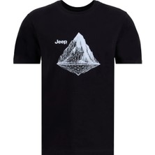 Jeep Bisiklet Yaka Baskılı Siyah Erkek T-Shirt J6SM-TST7318