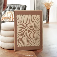 Ninastore Boho Soyut Botanik Sanat Baskısı / Nötr Toprak Tonlarında Organik Çizgiler / Oturma Odası / Daire De