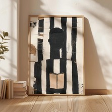 Ninastore Soyut Kitap Sever Baskısı: Minimalist Siyah Beyaz Okuma Sanatı (Dijital Indirme)