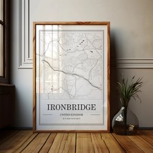 Ninastore Ironbridge Haritası Sanat Baskısı: Minimalist Siyah Beyaz Seyahat Dekorasyonu