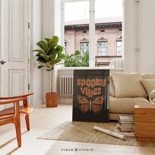 Ninastore Ürkütücü Atmosferli Yazdırılabilir Cadılar Bayramı Duvar Sanatı / Kral Kelebeği Sanat Baskısı / Kara