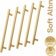 Badem10 (5ADET) 320 mm Soft Altın Metal Mobilya Mutfak Dolap Çekmece Dolabı Kulbu Kulpu Kulpları