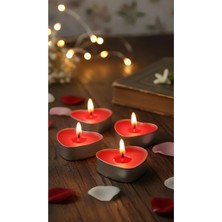 Helis Craft 10’lu Vanilya Kokulu Kalp Tealight Mum Kırmızı – Romantik Dekor Mum Seti