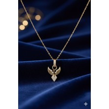 Lia Charm Gümüş Üzeri Altın Kaplama Zirkon Taşlı Anka Kuşu (Phoenix) Kolye