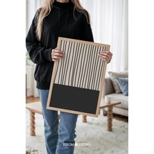 Ninastore Çizgili Duvar Sanatı Dijital Baskı - Nötr Orta Çağ Modern Çizgileri/ Japandi Iskandinav Apartman Dek