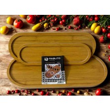 Ness Global Bambu Özel Uzun Oval Sunum Tepsi Seti 3'lü 10X33/14X39/19X45 cm