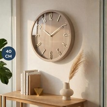 Homing Copper 40 cm Duvar Saati Sessiz Mekanizma ile Bej Kahverengi Modern Tasarım