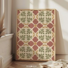 Ninastore Eklektik Toprak Tonlarında Çiçekli Sanat Baskısı / Bohem Sıcak Estetik / Oturma Odası Için Trend Dij