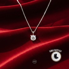 Ay Mücevher 14 Ayar Beyaz Altın Tektaş Kolye – 1.90 gr