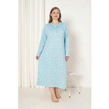 Seboteks %100 Pamuklu Mevsimlik Kumaş Uzun Kollu Büyük Beden Anne Geceliği 585