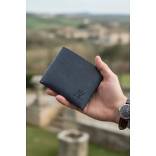 Oh Deer Leather Hakiki Pueblo Deri Erkek Cüzdan Dikişsiz Çıtçıtlı Kart Bölmeli (Lacivert Renk)