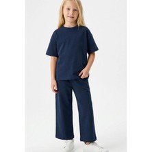 Monila Kız Çocuk Bisiklet Yaka Pamuklu T-Shirt ve Eşofman 2'li Takım