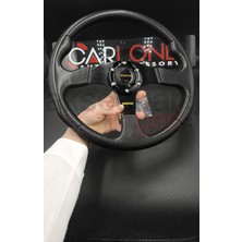 Carlone Momo Spor Direksiyon 34CM Siyah Göbek Delikli Desen Ithal Ürün A+ Kalite