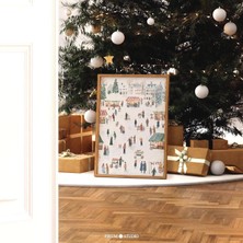 Ninastore Retro Noel Pazarı Sanatı - Şenlikli Yazdırılabilir Duvar Dekoru | Eklektik Daireler ve Çocuk Odası D