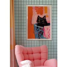 Ninastore Matisse Tarzı Siyah Kedi Baskısı: Eklektik Kitsch Sanatı