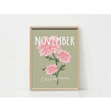 Ninastore Kasım Ayı Doğum Çiçeği Duvar Sanatı / Yazdırılabilir Duvar Sanatı / Krizantem Çiçeği Baskısı / Çocuk