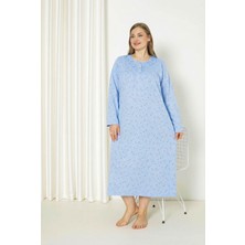 Seboteks %100 Pamuklu Mevsimlik Kumaş Uzun Kollu Büyük Beden Anne Geceliği 585