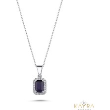 Kayra Mücevher Kare Safir ve Pırlantalı Kolye PÇK62
