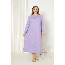 Seboteks %100 Pamuklu Mevsimlik Kumaş Uzun Kollu Büyük Beden Anne Geceliği 585