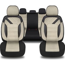 Her Araca Uyumlu Oto Koltuk Kılıfı Tam Set - Tay Tüyü / Krem