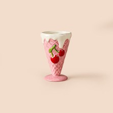 Evidea Kitchen Kiraz Desenli Seramik Dondurmalık - Pembe