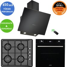 Eminçelik ve Afm Tech Markalı / Jume Siyah Ankastre Set (31 222 Emaye + FM7700+CH 1460 Rc B60)