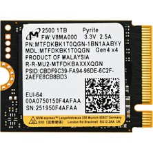 MICRON TFDKBK1T0QGN 1024GB 2500 Nvme GEN4X4 3.3V Ssdı 22X30