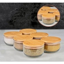 Feyza Design 6’lı Bambu Kapaklı Cam Kahvaltı ve Saklama Seti, Şık ve Dayanıklı