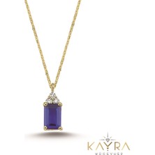 Kayra Mücevher Kare Safir ve Pırlanta Kolye PÇK89