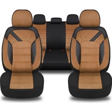 Her Araca Uyumlu Oto Koltuk Kılıfı Tam Set - Tay Tüyü / Taba