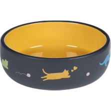 Flamingo Ranti Kedi Desenli Seramik Mama Kabı 380ML