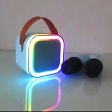 Cesicey Taşınabilir Çift Karaoke Mikrofonlu Hoparlör Kablosuz Bluetooth 5 Ses Efektli Mavi Renk