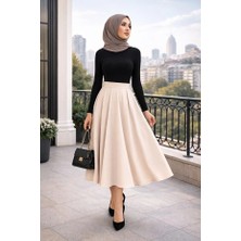 Win Moda Winmoda Double Kumaş Yarım Pat Fermuarlı Yüksek Bel Pileli Tesettür Etek S/xl Beden Aralığı 4 Alternatif Renk Seçenekli