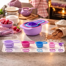 Nesto Home 5'li Ölçü Kaşığı Seti Renkli Plastik Ölçü Kabı