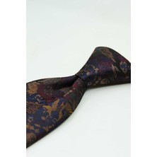 Kravatkolik Bej - Bordo Çiçek Kravat