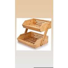 Feyza Design Ahşap Sebzelik Organizer, Tezgah Üstü Mutfak Düzenleyici, Doğal Tasarım