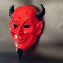 Kuzey Oyuncak Boynuzlu Kırmızı Şeytan Maskesi Cadılar Bayramı Korku Maskesi Red Devil Mask  Halloween Mask Devil