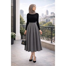 Win Moda Winmoda Double Kumaş Yarım Pat Fermuarlı Yüksek Bel Pileli Tesettür Etek S/xl Beden Aralığı 4 Alternatif Renk Seçenekli