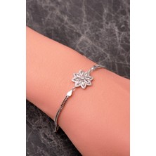 Sümer Telkari 925 Ayar Gümüş Rodyumlu Işıltılı Lotus Bileklik 4921