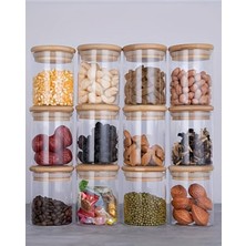 Feyza Design 12’li Bambu Vakum Kapaklı 250 ml Baharatlık Seti, Şık ve Kullanışlı Ürün