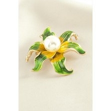 Datatek Çiçek Mineli Inci Broş