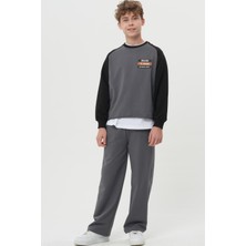Haykids Erkek Çocuk / Genç Erkek Lacivert Reglan Kol Extreme Sport Baskılı Rahat Kesim Alt Üst Eşofman Takımı