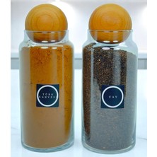 Feyza Design Iki Adet Ahşap Kapaklı Cam Saklama Kavanozu, 1400 Ml, Etiket Hediyeli