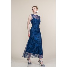 MissVina Dantel Sıfır Kol Balık Elbise 50373