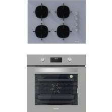 Silverline 2'li Ikili Gri Cam Ankastre Set BO6502S02 Dijital Fırın - CS5665S01 65CM Cam Ocak