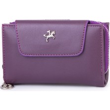 Nas Bag Kadın Orta Boy Çok Kartlıklı ve Bozuk Para Gözü Mor Dona