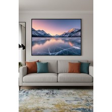 Safir Design Altın Gün Batımı Dağ Manzaralı Modern Çerçeveli Tablo