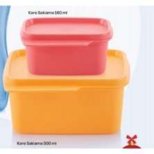 Feyza Design Kare Buzdolabı Saklama Kabı 500ML + 160ML, Kırmızı Etiket, Dayanıklı ve Pratik