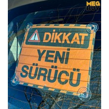 Sarı Zemin Üzerine Siyah Renk Dikkat Yeni Sürücü Yazılı Acemi Sürücü Araba Cam Oto Aksesuar Vantuzlu