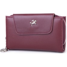 Nas Bag Kadın Orta Boy Çok Kartlıklı ve Bozuk Para Gözü Bordo Dona